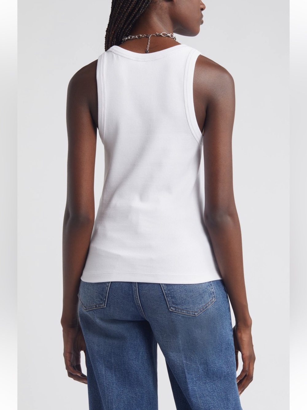 Nordstrom Everyday Cotton Rib Tank White Size M NWOT - Picture 3 of 11